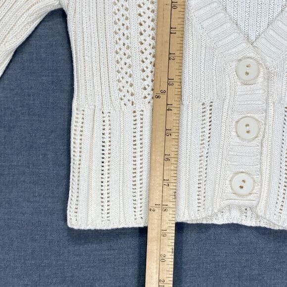 Candies V- Neck Cardigan Womens S Girls XL Ivory Knit Casual Minimalist Sweater - Picture 12 of 15